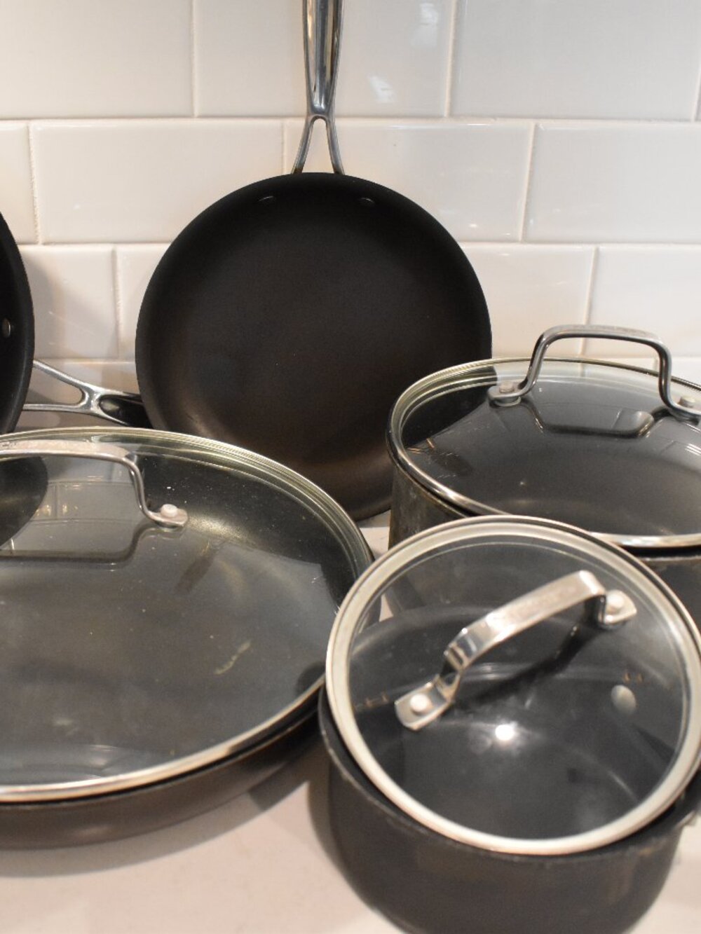 Cuisinart Hard Anodized Nonstick Cookware Pots Pans Glass Lids 8 Piece Lot